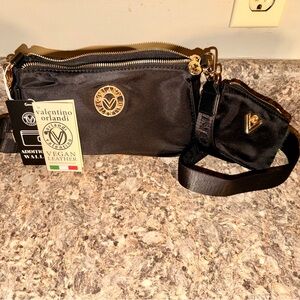 Valentino Orlandi Black Crossbody purse with matching coin purse. New with tags🖤